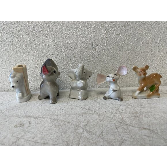 Set Of 5 Vintage Miniature Ceramic Animal Figurines - Cat, Mouse, Rabbit - Picture 1 of 11